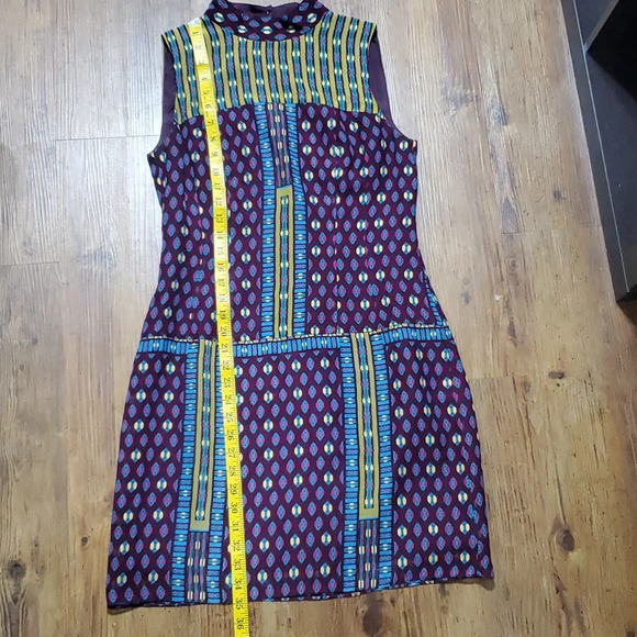 Nanette lepore crepe silk shift dress sleeveless blue purple pattern - Picture 3 of 6